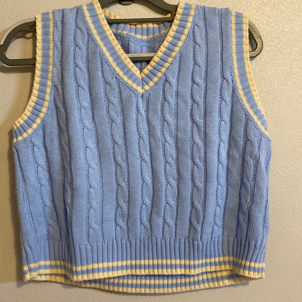 Blue and white vest